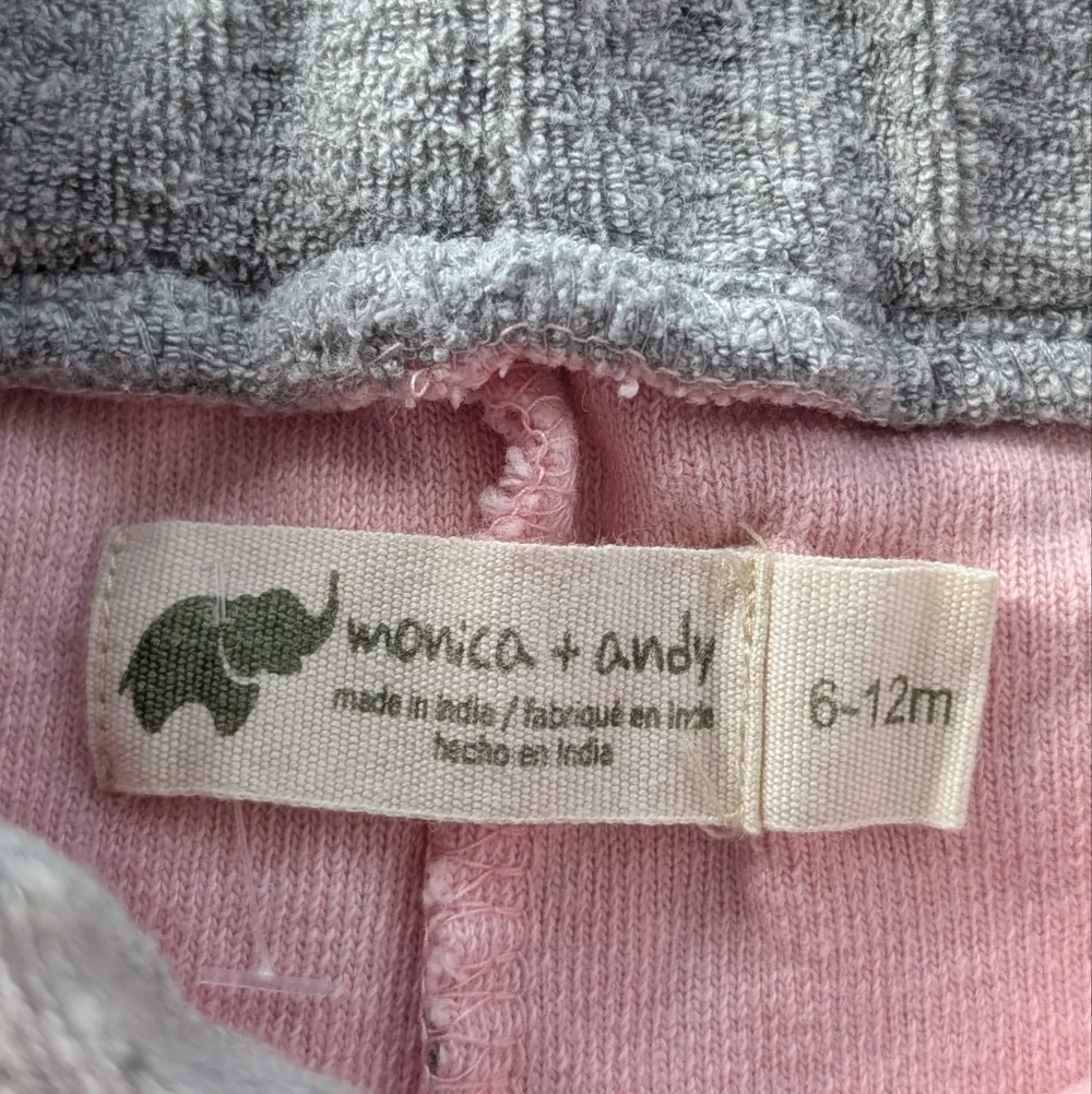 Monica + Andy Pink Swan Terry Sleeveless Hooded Baby Outfit Set Size 6-12 Months